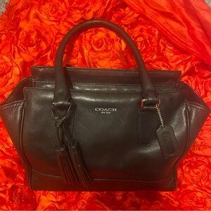 Coach Legacy Candace Carryall Black Leather Shoulder Bag with Tassel D1273-19890